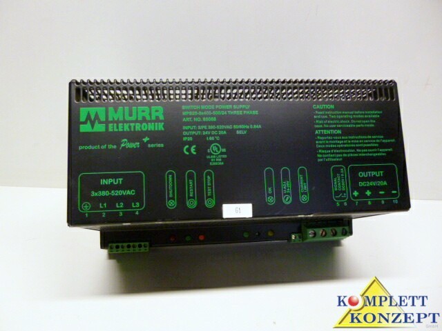 Murr MPS 20-3X400-500/24 Primärschaltregler Impulsnetzteil 24VDC 20A Neupreis 538 €
