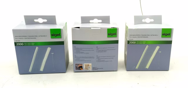 Logo ohne GmbH 3 x Sigel Anschießfäden 45mm Tagging Pins Etikettierfäden 1VPE = 2000 Stück