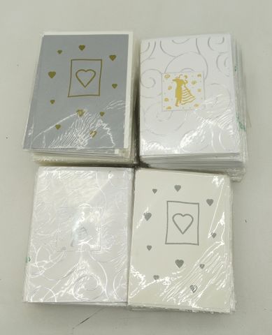 150 Hochzeitskarten neutral Silber/Weiß – Herz & Tanz