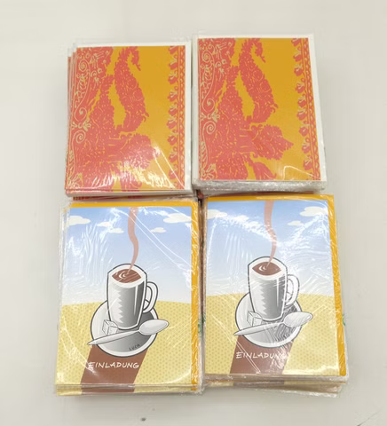 ca. 150 Stück Einladungskarten Kaffee Ornament Karten Motivkarten mit Umschlag