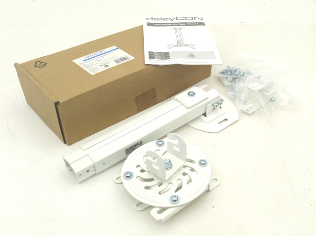 deleyCON MK-W-52 Beamer Deckenhalterung Weiß 38–58 cm 360° 13,5 kg Neigbar