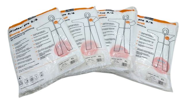 4x Secutex 30444-90 Pro Z2 5/6 Einweg Overall XL 56/58