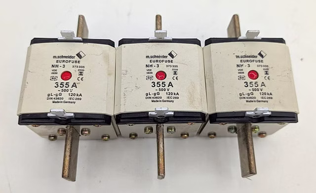 3× Schneider 373335 Eurosicherung NH-3 Sicherungseinsatz 500V 355A