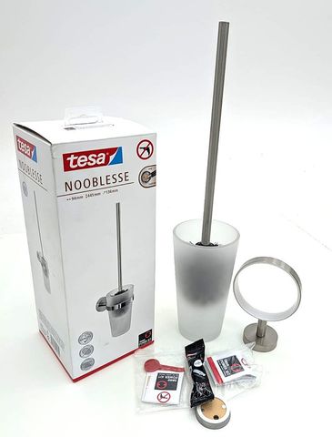Tesa NOOBLESSE WC-Bürste 40480 Edelstahl Wandhalterung Glasbehälter ohne Bohren