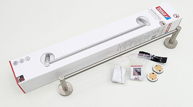 Tesa NOOBLESSE Handtuchstange 40484 Edelstahl Wandhalterung 500 mm ohne Bohren