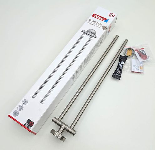 Tesa NOOBLESSE Doppel-Handtuchhalter 40481 Edelstahl Wandmontage ohne bohren