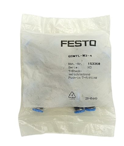 Festo 153360 QSMTL-M3-4 Kunststoff-T-Steckverbinder