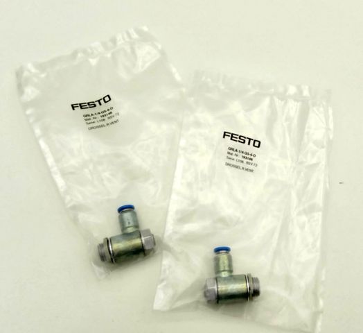 2x Festo 193146 GRLA-1/4-QS-6-D Einweg-Durchflussregelventil