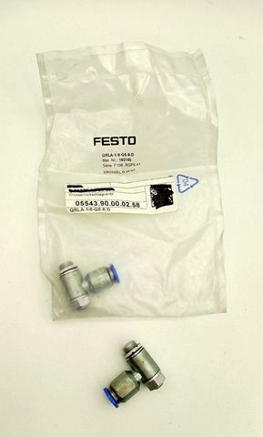 2x Festo 193145 GRLA-1/8-QS-8-D Einweg-Durchflussregelventil