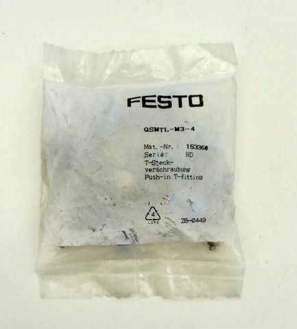 10x Festo 153368 QSMT-4-3 Mini Push-in T-Verbinder