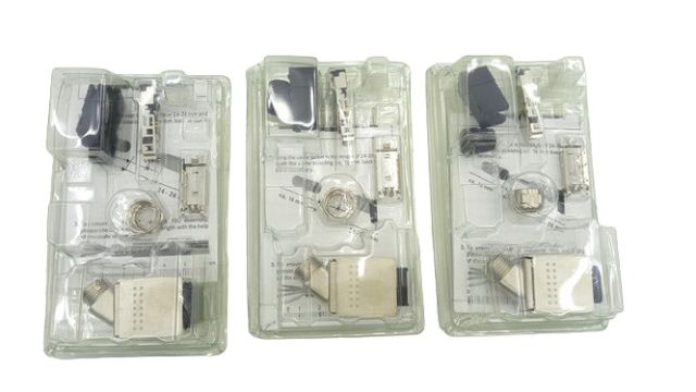 3x Harting 09352260402 Metallstecker Set 45° unten für Kabel