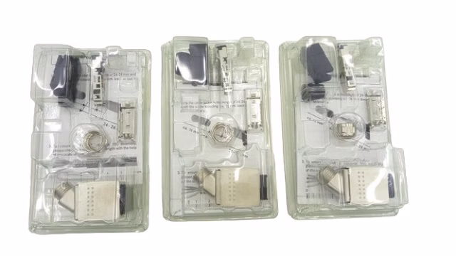 3x Harting 09352260402 Metallstecker Set 45° unten für Kabel