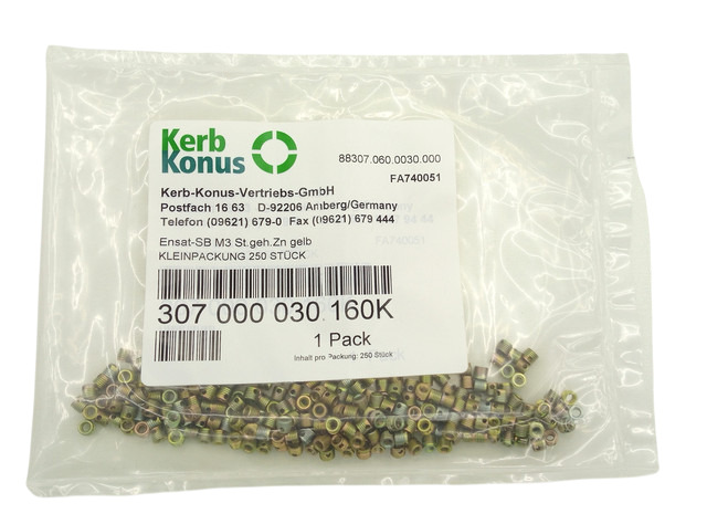 250x Kerb-Konus 307 000 030.160K Ensat-SB M3 Gewindeeinsatz