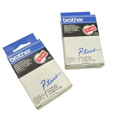 2x Brother TC-495 Etikettendrucker Schriftbandkassette