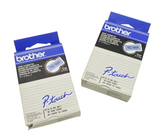2x Brother TC-501 Etikettendrucker Bandkassette für P-Touch