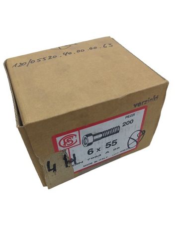 200x Verzinkte 6x55 Dünnkopfschrauben Innensechskant