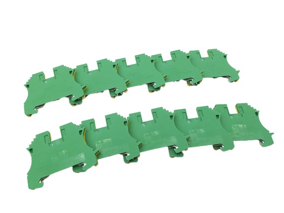 10x Weidmüller WPE 2,5 grün-gelbe Reihenklemmen 800V