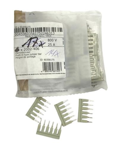 18x Wago 2002-406 Hellgrau 6-fach Steckbrücke