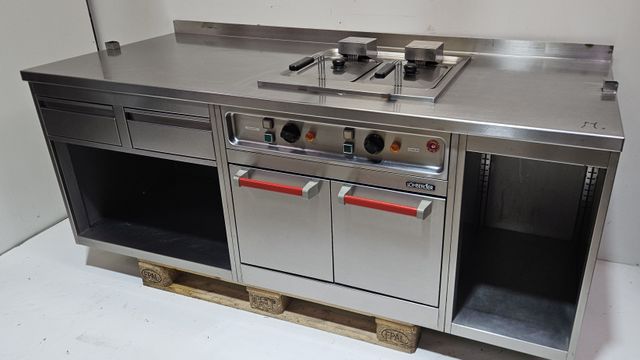 Lohberger Arbeitstisch mit Fritout Doppelfriteuse RegenttS2 Friteuse