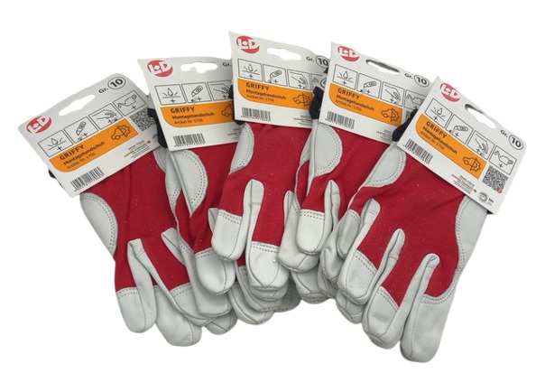 5x Leipold-Doehle 1706 Griffy Ziegenleder Montagehandschuhe