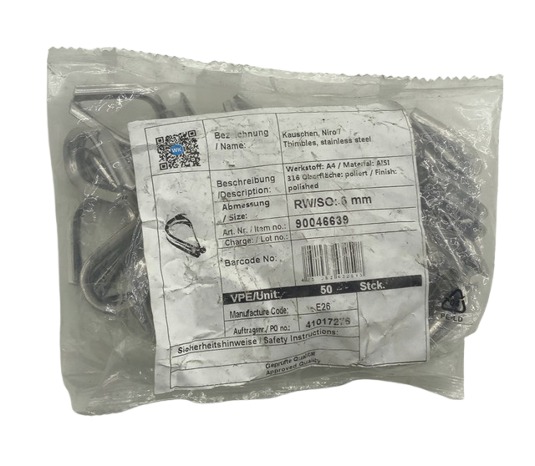 50x 90046639 6mm Edelstahl-Drahtseil-Kausche