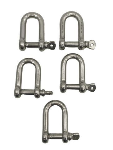 5x 90032109 M10 Edelstahl D-Schäkel mit Schraubkragenstift