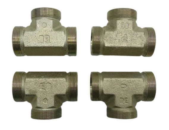4x Parker Messing-T-Stücke Außengewinde