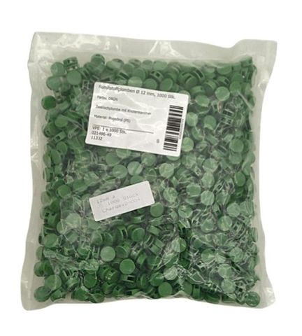 1000x 021496-49 Kunststoffplomben Ø 12mm Grün Zweilochplombe
