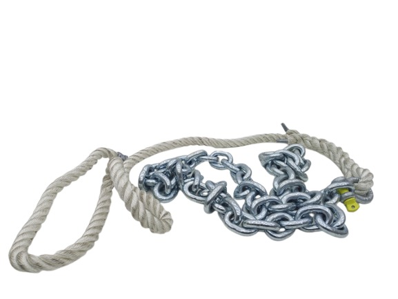 2 m lange Edelstahlkette und 1,30 m langes Seil Bügelschäkel