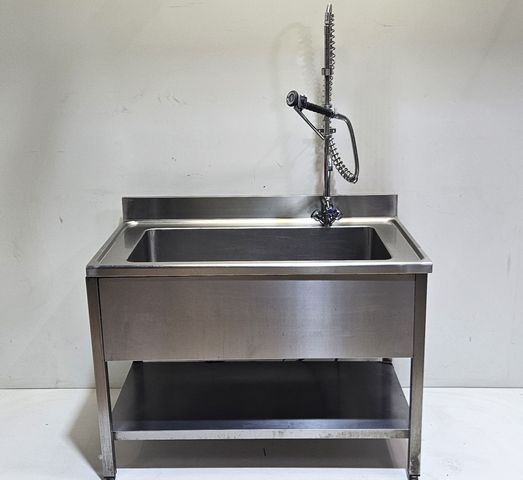 Edelstahl Topfspüle mit Grundboden Spültisch Spüle 1200 x 700 mm