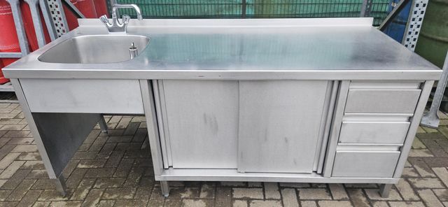 Edelstahl Gastro Spüle Spültisch Arbeitstisch Schubladenschrank 2000 mm