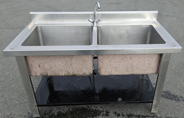 Edelstahl Gastro Doppel Spüle Spültisch 1400 x 700 mm
