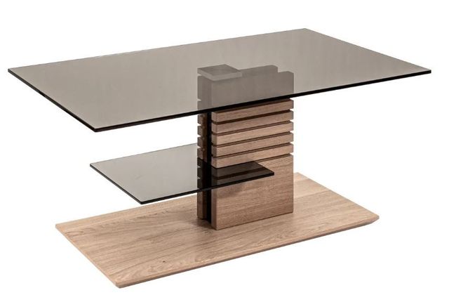 NP 1048€ Vierhaus 5655-GPA-EBI Couchtisch Lift Eiche Glas 100x60 cm