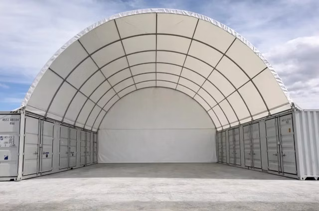 Container Überdachung C4040E Lagerzelt 12x12x4,5m Containerzelt