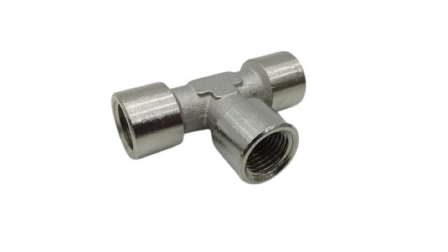 8x F-TI-1/4-MSv T-Stück Messing vernickelt 020112516007