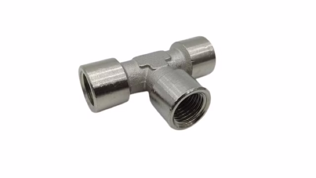 8x F-TI-1/4-MSv T-Stück Messing vernickelt 020112516007