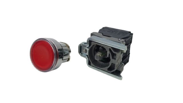2x Schneider XB4-BW34B5 Leuchtdrucktaster rot Metall LED