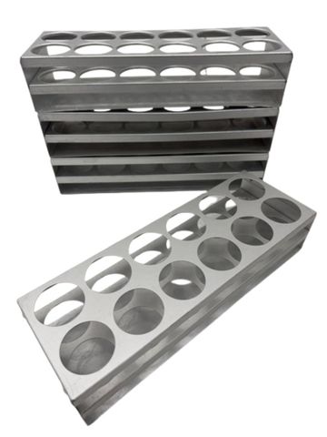 4x Denley Reagenzglasständer  Aluminium 12-fach Laborhalter