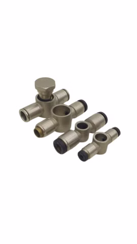 4x 4mm 8mm Pneumatik T Verbinder Steck Metall Konvolut 4-tlg