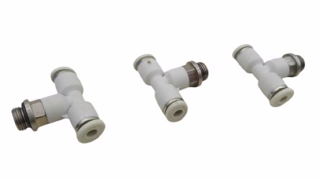 3x Rexroth 2122204180 T-Steckverschraubung G1/8 Ø4 Pneumatik