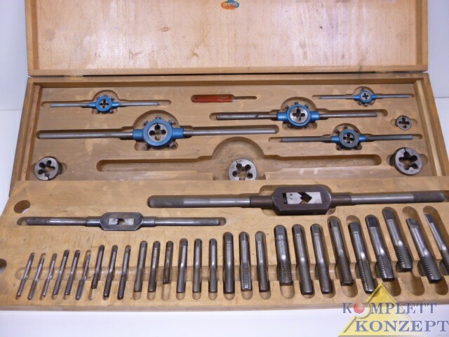 GERTUS Gewindeschneidsatz 39 Teilig im Holzkoffer, Gewinde schneiden