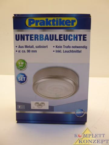 Unterbauleuchte 9w 3er Set Metal satiniert inkl. Leuchtmittel