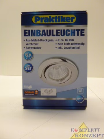 3er Set 12V 50W Einbauleuchte Einbaustrahler chrom schwenkbar inkl. Leuchtmittel *49,99€