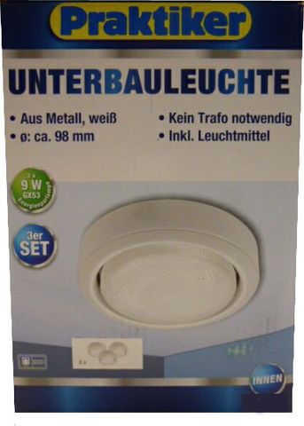 3er Set Unterbauleuchte Einbaustrahler Energiesparlampe 9W Weiß inkl. Leuchtmittel *64,99€
