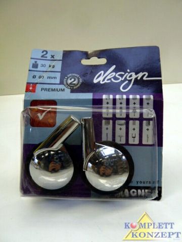 WAGNER design 01 0072 02 Rollen Räder Möbelrollen 30kg 2Stück 60mmØ