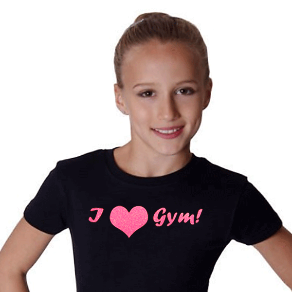 T-Shirt »I love gym« (Herz) Pink/Glitter Turnen Gymnastik