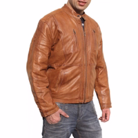 Men's Urbane Look Sheepskin Nappa-Leather Jacket in brown offers a stylish and comfortable fit. Made from premium lamb nappa leather with hidden zip pockets. Designed by German Wear. Free next business day delivery.