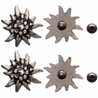Paar deutsche Edelweiß-Accessoires mit Vorder- und Rückseite, 35 mm Metallnieten für Kleidung und Schuhe, ideal für die Verzierung von Trachten.