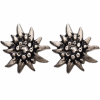 Einzelner 35 mm dekorativer Edelweiß-Metallniete, Vorderansicht, ideal für German Trachten-Kleidung, Schuhe und Kostümdekoration.