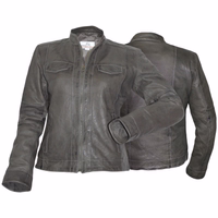Front & rear view of a premium Grey lamb Nappa leather blazer jacket. Trend 403J Crafted for comfort &durability, it's perfect for everyday wear. Order now for free worldwide returns. Free next-business-day delivery